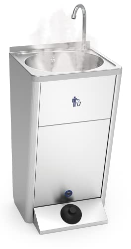 Lioninox Freestanding Stainless Steel Hand Washbasin Hot Water 12 v 450x450x850mm
