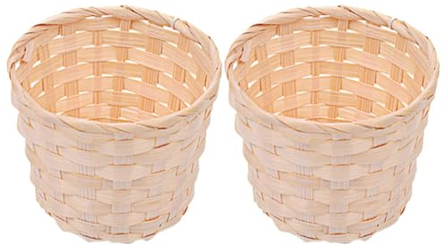 TOVINANNA Aufbewahrungskorb, handgewebt, Osterkorb, Bambus, gewebter Korb, Tablett, Bambus, gewebter Korb für Pflanzen, Mini-Obstkörbe, Küchen-Organizer, Korb, Bambus, Weben, Blumenkorb, 2 Stück