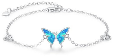 CUOKA MIRACLE Schmetterling Armband 925 Sterling Silber Opal Armband für Damen Schmetterling Schmuck für Mädchen (Blau)