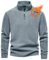 Livonmone Maglione in pile da uomo, caldo, in micropile, mezza zip, per autunno e inverno, Blu, S