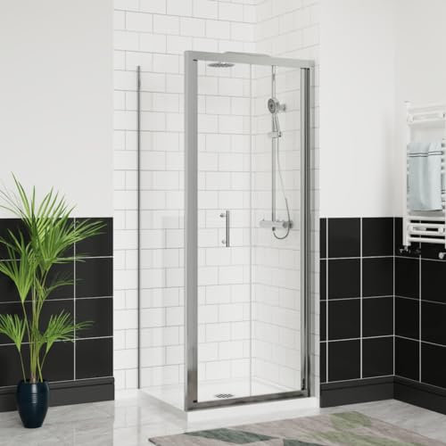 Aquariss 700x760mm Bifold Shower Enclosure Cubicles 6mm Self Clean Shower Door Folding Shower Screen with Side Panel Chrome