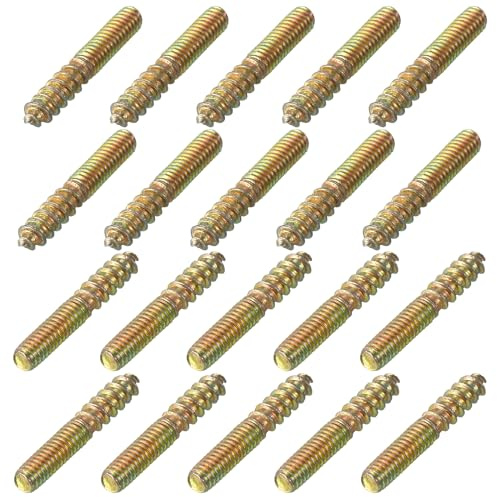 sourcing map M4 Hanger Bolts Length 1(25mm) Double Headed Bolts Self-Tapping Screw 4mm Wood Joint Furniture Legs 100pcs