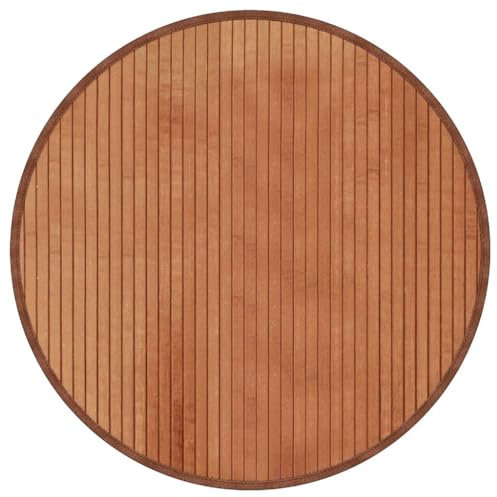 vidaXL Teppich, Bambusteppich Rund, Bambusmatte rutschfest für Wohnzimmer, Läufer Küchenteppich Flurteppich, Modern, Braun 60cm Bambus
