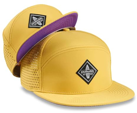 Soulbuddy Performance Cap Herren – 2er-Set Familien Outfit Set – Geschenk für Papa – Muttertagsgeschenk – Geschenke für Männer – Papa Geschenk – Yellow-Purple – 1x One Size und 1x Kids Cap in M