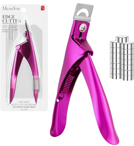 MelodySusie Coupe-Ongles Professionnel en Acier Inoxydable, Coupe Capsule avec 15Pcs Aimants Ajustable pour les Ongles Acryliques et Faux Ongle, Outil de Manucure pour Salon et Maison, Rose Fuchsia.