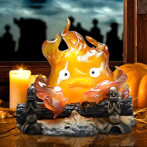 KUWUNG Calcifer Nachtlicht, Anime Lampe, Desktop Modell Ornamente, Niedliche Anime Feurelfen Ornamente, Kollektion Ornament Spielzeug, Flammen Umgebungslicht Passend für Halloween