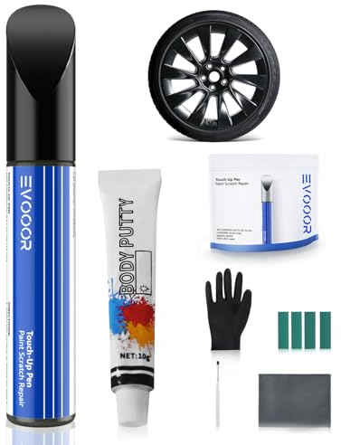 EVOOOR Tesla Wheel Touch Up Paint with Repair Kit - Matching Touch Up Paint (Matte Black (for Model Y 20''))