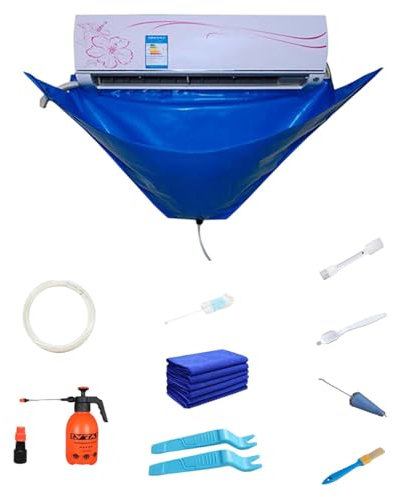 Kit de cubierta de limpieza de aire acondicionado dividido, kit de limpieza de aire acondicionado impermeable de 12 piezas | Bolsa de agua para aire acondicionado de tela Oxford | Bolsa de limpieza de