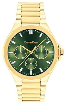 Calvin Klein Multi Zifferblatt Quarz Uhr für Damen Kollektion Vibrancy mit Goldfarben Edelstahlarmband - 25100053