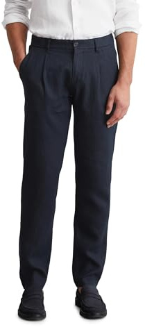 Marc O'Polo Herren Leinenhose mit elastischem Bund lang, Blau (Dark Navy), W36/L30