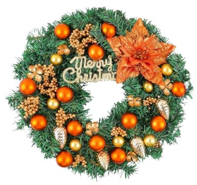 MagiDeal Couronne de Noël artificielle avec boule décorative pour fenêtre, mariage, extérieur, couronne de Noël, porte d'entrée, décoration suspendue pour, Style D
