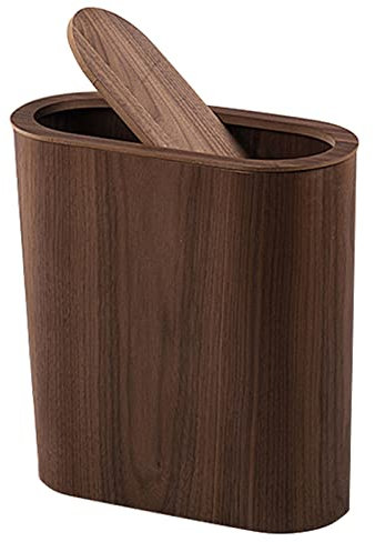 Petite poubelle en bois avec couvercle pour salle de bain, cuisine, bureau, poubelle marron rustique