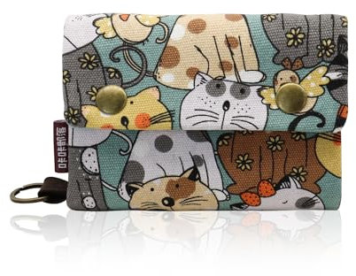 Energather Portefeuille pour Femme, Porte Monnaie Femme en Toile avec Motifs Mignons pour Femmes et Filles, Portefeuille Léger avec Anneau pour Argent et Cartes