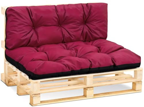 Amazinggirl Palettenkissen Outdoor Kissen Rückenkissen 40 x 120 cm - Auflagen für Paletten Europaletten Palettensofa und Palettenmöbel Palettenpolster Bordeaux