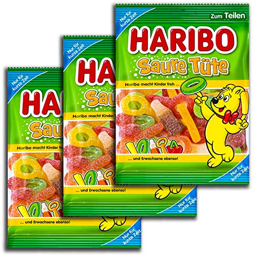 3 er Pack Haribo Saure Tüte 175g Saures Fruchtgummi