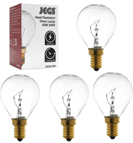 Masterpart Heat Resistant 40W Oven Lamp 240V SES E14 Small Screw Cap 300° Cooker Light Bulb Lamp Pack of 4 Compatible with AEG, Bosch, Siemens, Neff, Hotpoint Cookers & Ovens