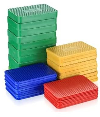 Cales En Plastique Pour Fenêtre, 40 Pièces Multicolores Cales De Vitrage En Plastique, Entretoises Pour Montage De Fenêtre Pour Terrasse Bois, Lambourdes, Carrelage, Parquet, 40x60mm, 1,5/3/5/10mm