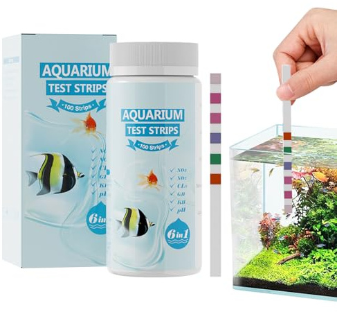 Wassertest für Aquarien, 100 Stück, 6-in-1 Wasserqualitätstester aus Papier für Alltag, Salzwasser, Anfänger und Gebrauch