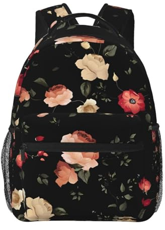 POEZJZW Rucksack mit Blumenmuster, lässiger Schulrucksack, Schulranzen, Damen, Tages- und Sporttasche, Reisetasche, Laptoptasche