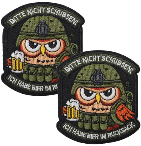 2 StückBitte Nicht Schubsen-Ich Hab Bier In Der HandTaktische Abzeichen Stickerei Emblem Lustige Militär Moral-Patches Hook and Loop Patches für Kleidung Uniform Hosen Biker Baseballkappe Mützen