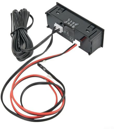 12 V 3-in-1 Auto-LED-Digitalanzeige, Thermometer, Voltmeter und Uhr, Armaturenbrett-Halterung, Messgerät für Fahrzeugtemperatur- und Spannungsüberwachung, Rot/Grün/Blaue Hintergrundbeleuchtung (Blau)