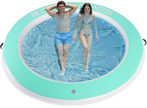 ROMELANDS Aufblasbare Wasserhängematte, 245cm Runder Schwimmring als Schwimmende Plattform für Sommerpartys, Schwimmplattform für Seen, Pools und das Meer