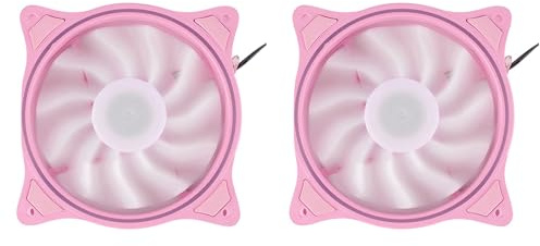 Onchdbfhuu 2pcs 12Cm Cooling Fan Aperture Inside and Outside Light Pink LED Silent High Wind Volume Computer RGB Cooling Fan