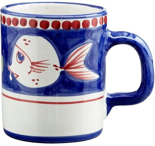 Vietri Pesce Tasse - Steingut, Becher, 12 Unzen, Blau, Modern, Zuhause