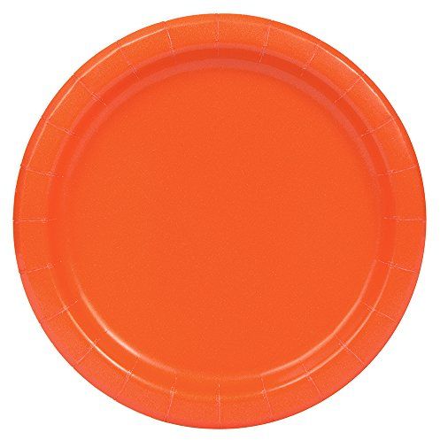 Unique Party 32252 Platos de Papel, Naranja 21.9 cm, Paquete de 16