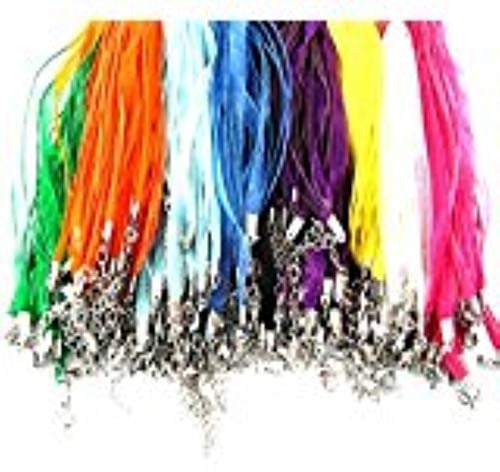 CKB LTD 24x Mixed Ribbon Waxen Organza Cord Fit DIY Bead Pendant Necklace Lobster Clasp