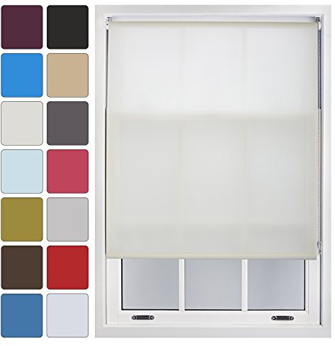 FURNISHED Blinds Window Custom Made to Measure Daylight Roller Blinds - Sheer Non-blackout Blind Opaque Fabric Shades Easy Fit Window Blinds, Cream up to 180W x 165H cm