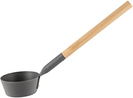 Rento - Cazzuola per sauna, mestolo, cucchiaio da sauna alluminio, bambù grigio 43 cm