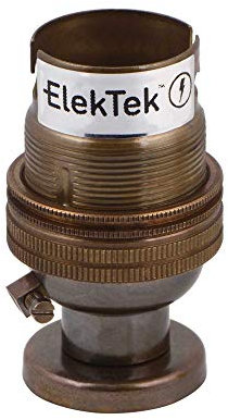 Lampenfassung, ungeschaltet, Bajonettsockel, B22, mit Rückplatte, Abdeckung und Schrauben, Messing antik