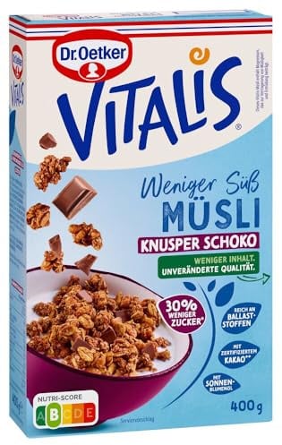 Dr. Oetker Vitalis Weniger Süß Knusper Schoko: Knuspermüsli mit 30% weniger Zucker, 1er Packung, 500g