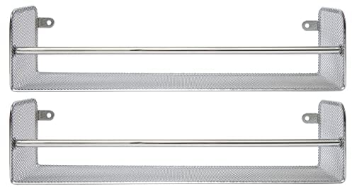 Amtido Spice Rack 2-Pack Wall and Inside Cupboard Door Mount - Metal Mesh Spice and Jar Holder Organiser - Chrome