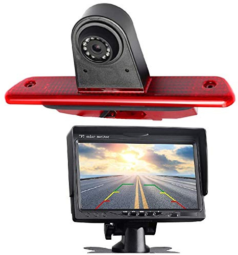 HD 720p Dritte Dach Bremsleuchte Kamera Bremslicht Rückfahrkamera für FIAT Scudo Citroen Jumpy/Peugeot Expert/Proace 2007-2016 +7.0 Zoll DVD Monitor TFT Bildschirm LKW KFZ Display