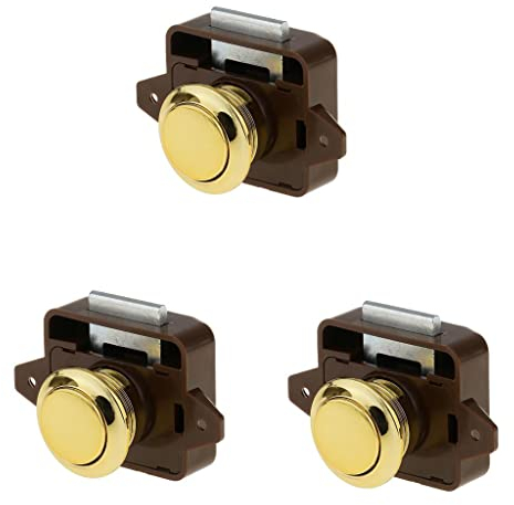 KESOTO 3 x Push Lock 14-18mm Möbelschlosser Schloss Möbelgriff Camping Caravans Boot, Golden