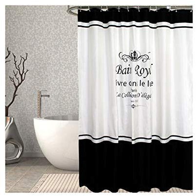 Abellale Rideaux Douche Original Couronne Noir Blanc Polyester Rideau Baignoire 80x180 CM