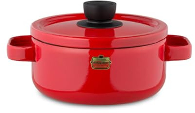 Honeyware 87097 Solid Line Kochtopf aus Emaille, Durchmesser 20 cm, 3,0 Liter, rot, für alle Herdarten inklusive Induktion
