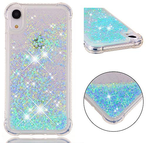 Moteen iPhone XR Glitter Gel Case, Liquid Shockproof Bumper Case, 3D Bling Glitter Sparkle Flowing Liquid Quicksand Case for Girls, TPU Silicone Protective Shockproof Defender Cover for iPhone XR