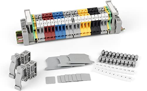Her Kindness Kit Morsettiera per Guida DIN UK-2.5B, Morsetti Elettrici Barra Din di Passaggio, Barra Din Quadro Elettrico per Progetti di Automazione, Garage, Progetti Fai da Te
