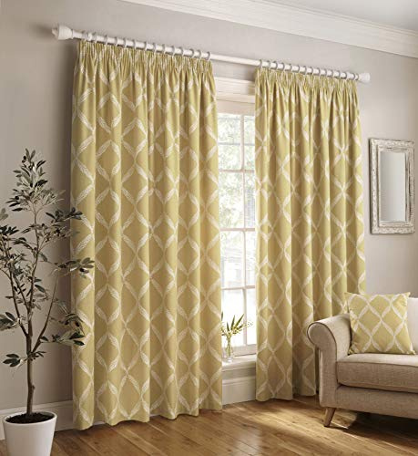Paoletti 1 Olivia Vorhänge mit Bleistiftfalten, Leinen Polyester, Zitrin, W 53.9 x L 90.2 (1 Panels)