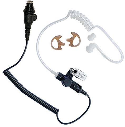 Tactical Law Enforcement Kevlar Radio Earpiece, 8 Pin Listen/Receive Only Clear Acoustic Tube Earmolds, Direct to Speaker Mic, Guaranteed to fit Motorola APX6000 APX7000 APX8000, APEX, XPR