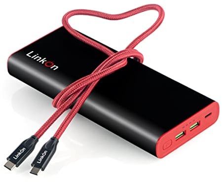 LinkOn 136W Power Bank Neutron 26800mAh mit 100W USB-C PD3.0 PPS und Zwei 18W USB-A QC3.0-Anschlüssen Kompatibel mit MacBook Air Pro Dell HP Microsoft Surface Lenovo Chromebook ASUS Acer Externer Akku