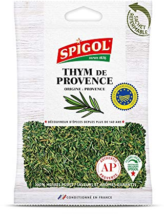 Spigol - Thym de Provence - Pour Parfumer vos Plats - Certifié Authentic Provence - Sachet Herbes Refermable - 100% Naturel - 1 Sachet de 25g