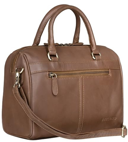 STILORD Cassandra Leder Handtasche Damen Fashion-Tasche Ledertasche Henkeltasche Umhängetasche und Schultertasche Echtleder Farbe:Havanna - braun
