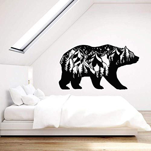 Wandaufkleber Wandtattoos Tapete Waldtier Wandtattoo Bär Wald Landschaft Berge Kinderzimmer Kinderzimmer Dekor Wandbild 74X42Cm