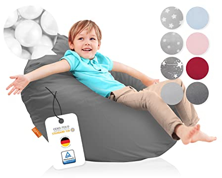 joyfill® XXL Sitzsack Kinder ÖKO-TEX Zertifiziert & 100% Made in Germany I Extra leise & Schadstofffreie Mikroperlen I Kinder Sitzsack XXL mit weichem Baumwollbezug ideal für Jungen & Mädchen
