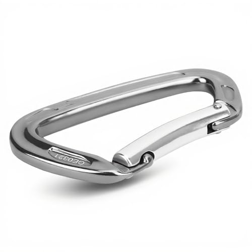 Hochfestes D-Form Campingkarabiner, 2000 kg Belastbarkeit, tragbar und robust in Grau - Perfekt für Bergsteigen und Outdoor-Abenteuer