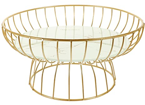 Zerodeko Gold Footed Fruit Basket: Metal Wire Bowl Decorative Snacks Plate Dessert Cake Serving Bowl Appetizers Platter Tray for Home Party Kitchen